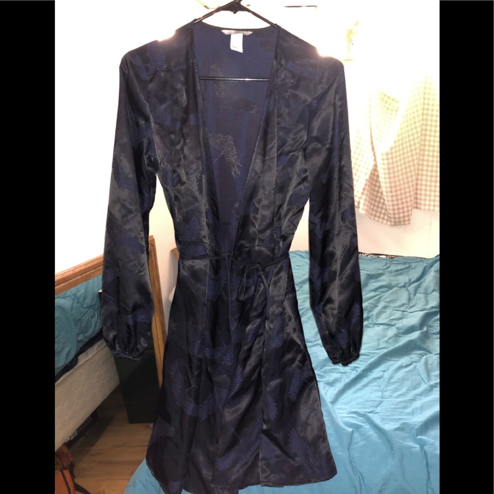 H&M silky dress, deep purple with design